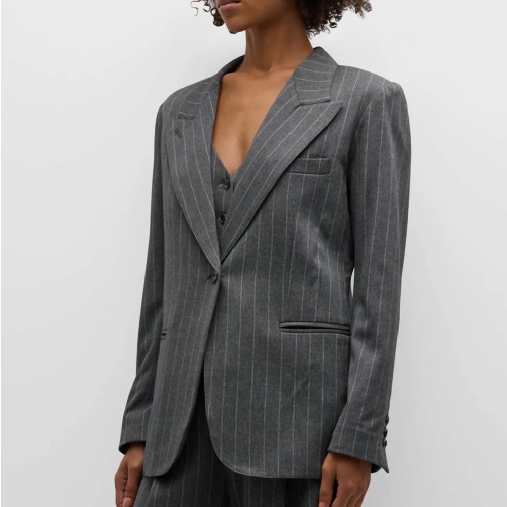Smythe 90’s Gray Pinstripe Women’s Blazer Size S NWOT $695 Power Suit Jacket